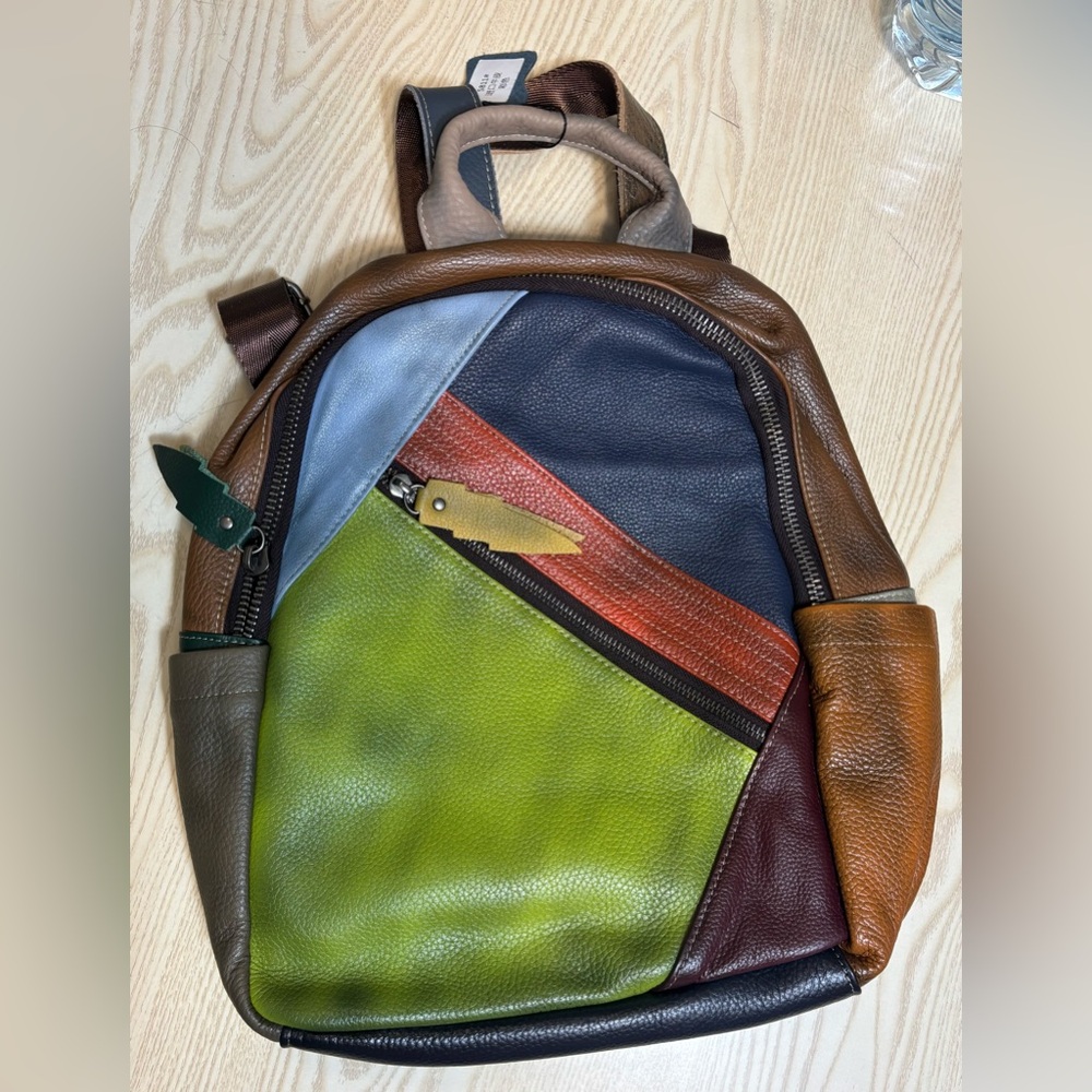 Brand New Multicolor genuine Leather Backpack - Picture 2 of 16
